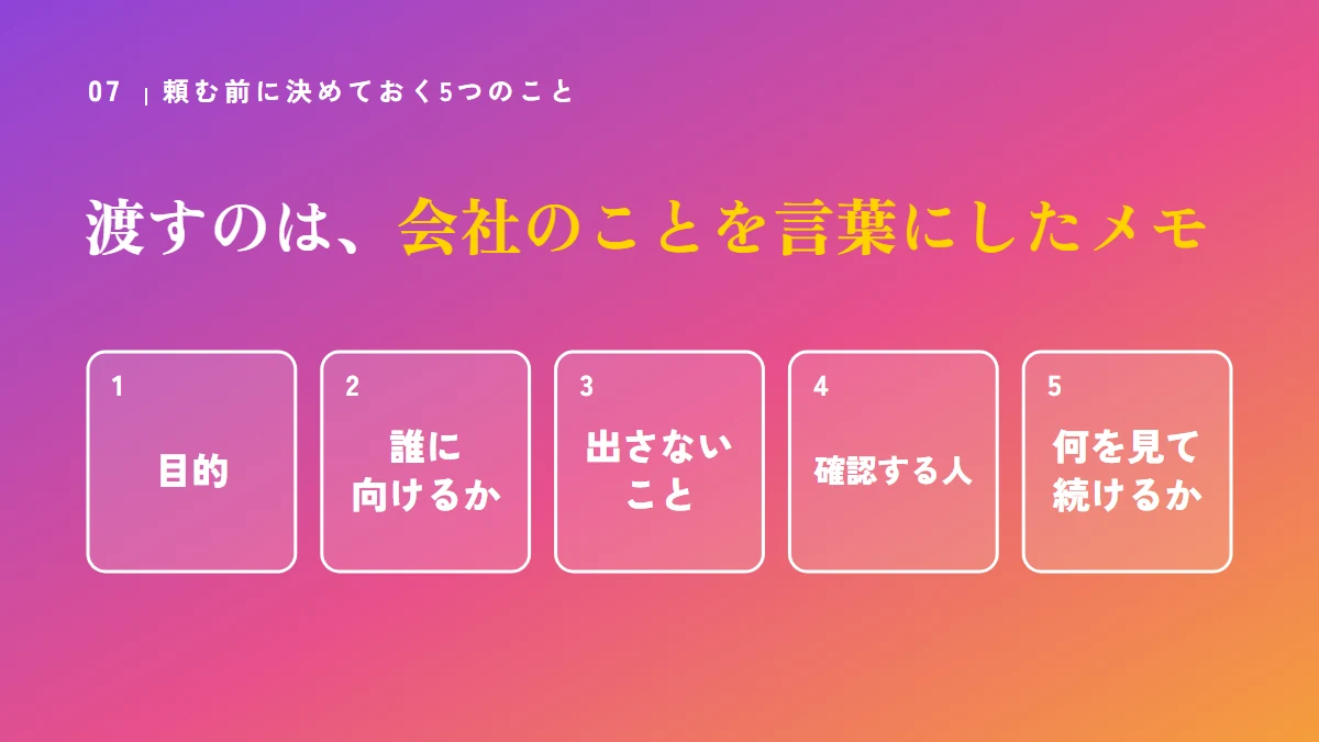 X運用代行を頼む前に決めておく5つ：目的、誰に向けるか、出さないこと、確認する人、何を見て続けるか